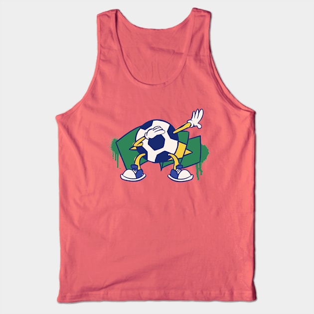 Dabbing Soccer Ball Cartoon Brazil Brasil Flag Football Tank Top by Now Boarding